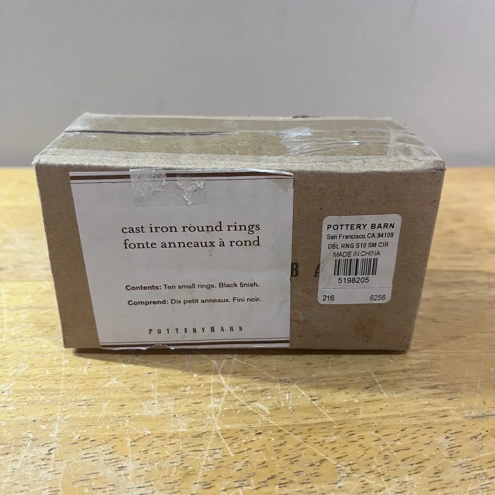 Pottery Barn Cast Iron Round Rings Black Finish Set of 10 Small 5198205 NEW